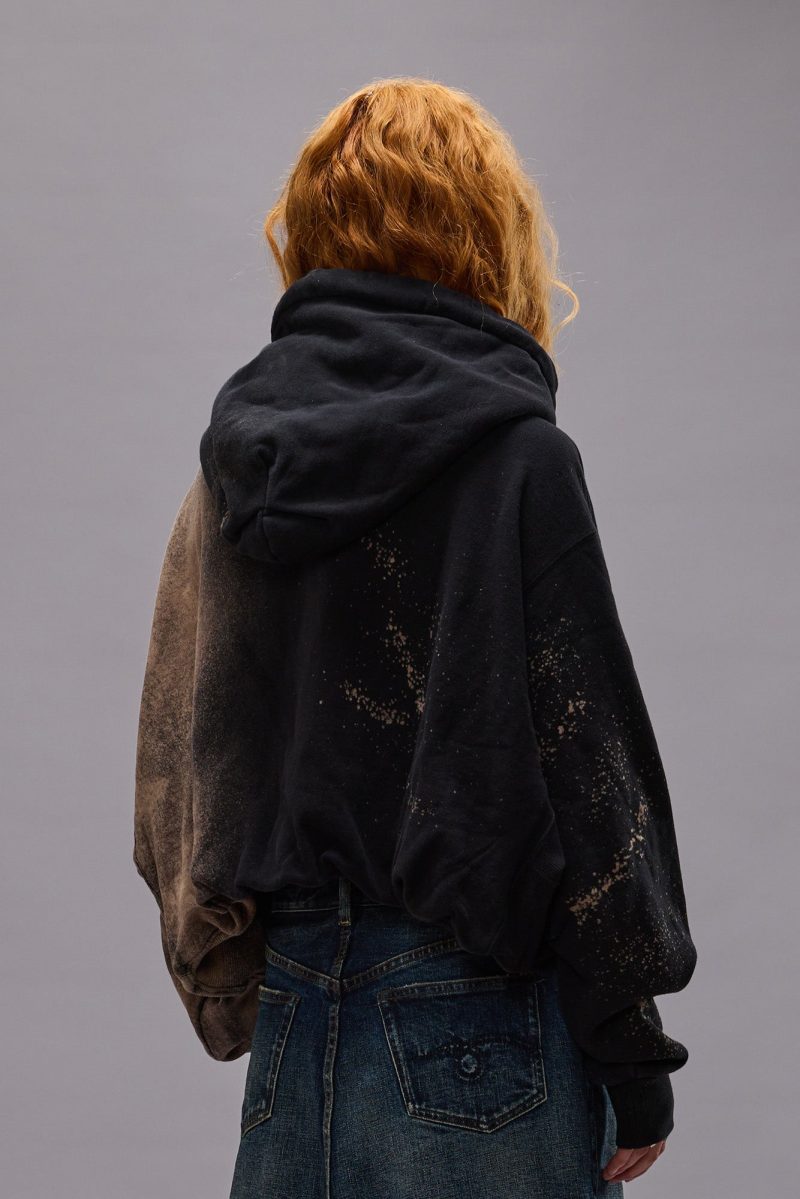 r13 balloon popover hoodie bleached black 40348082995369