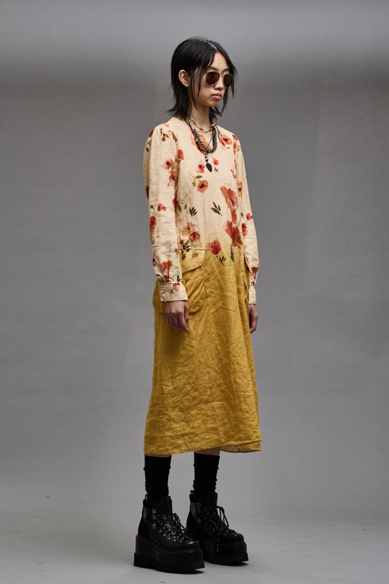 r13 bellow pocket dress yellow poppy print 38901354266793