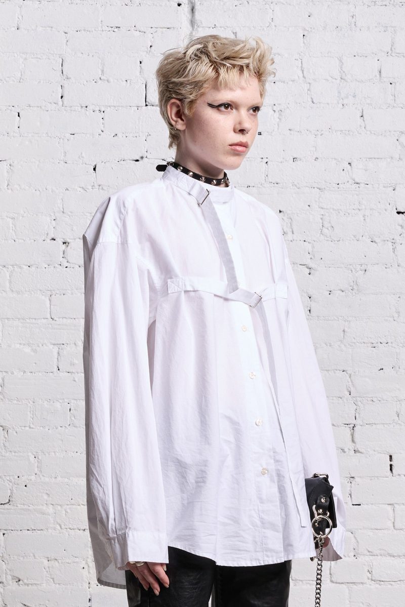 r13 belted button up white 38642264244393