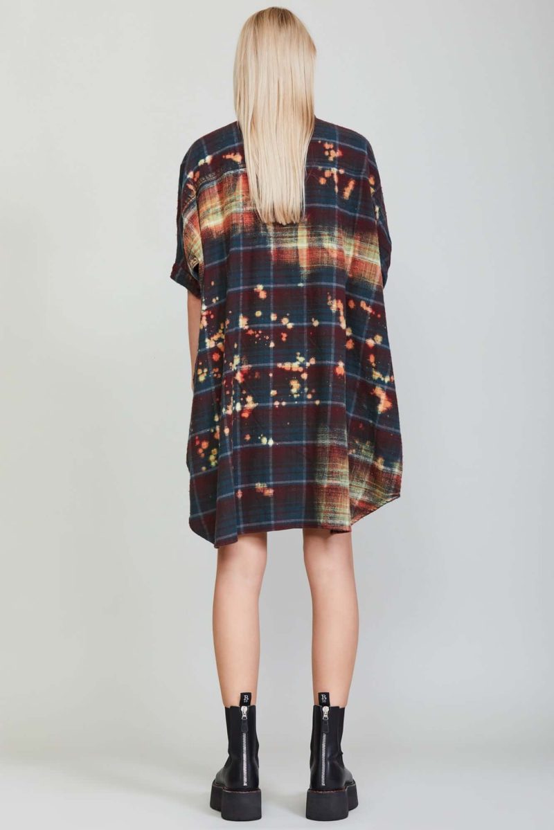 r13 bleached plaid oversized boxy shirtdress 36958029938857