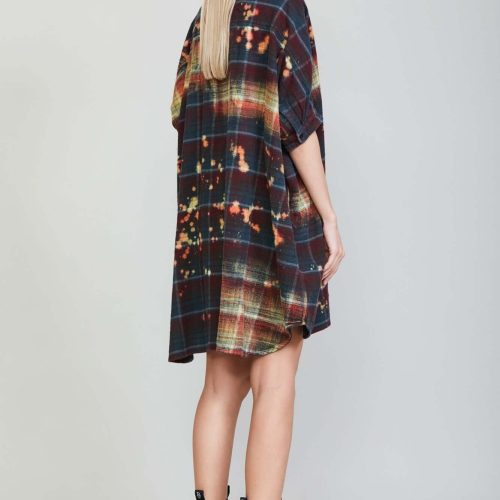 r13 bleached plaid oversized boxy shirtdress 36958029971625