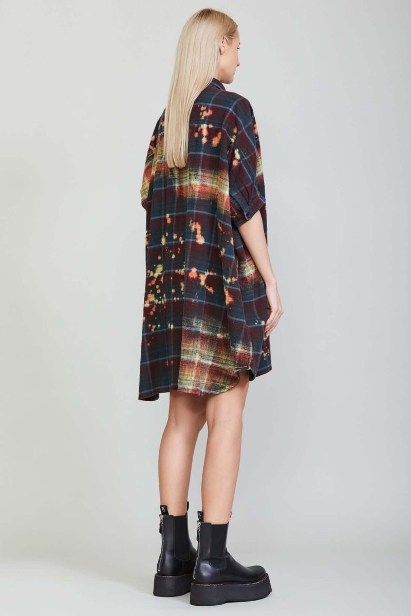 r13 bleached plaid oversized boxy shirtdress 36958029971625