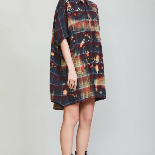 r13 bleached plaid oversized boxy shirtdress 36958030037161