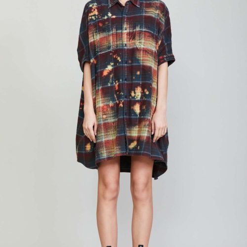 r13 bleached plaid oversized boxy shirtdress 36958030069929