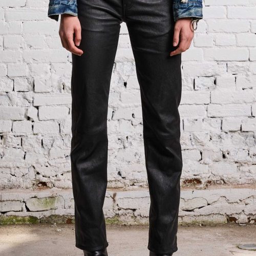 r13 boy straight leather pant black 38642270765225