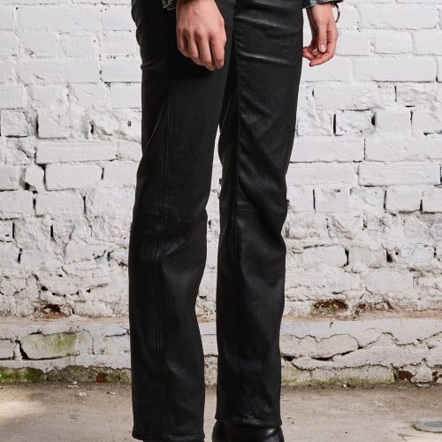 r13 boy straight leather pant black 38642270797993