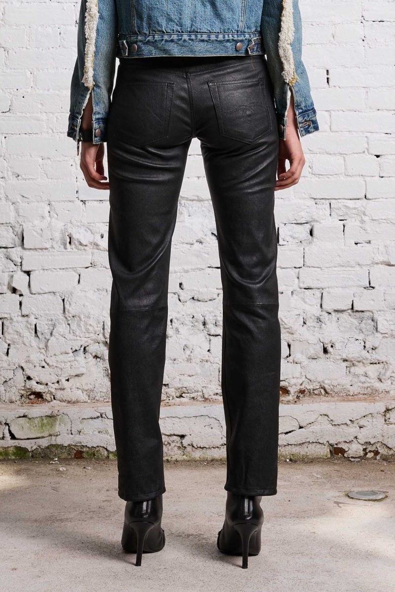 r13 boy straight leather pant black 38642270863529