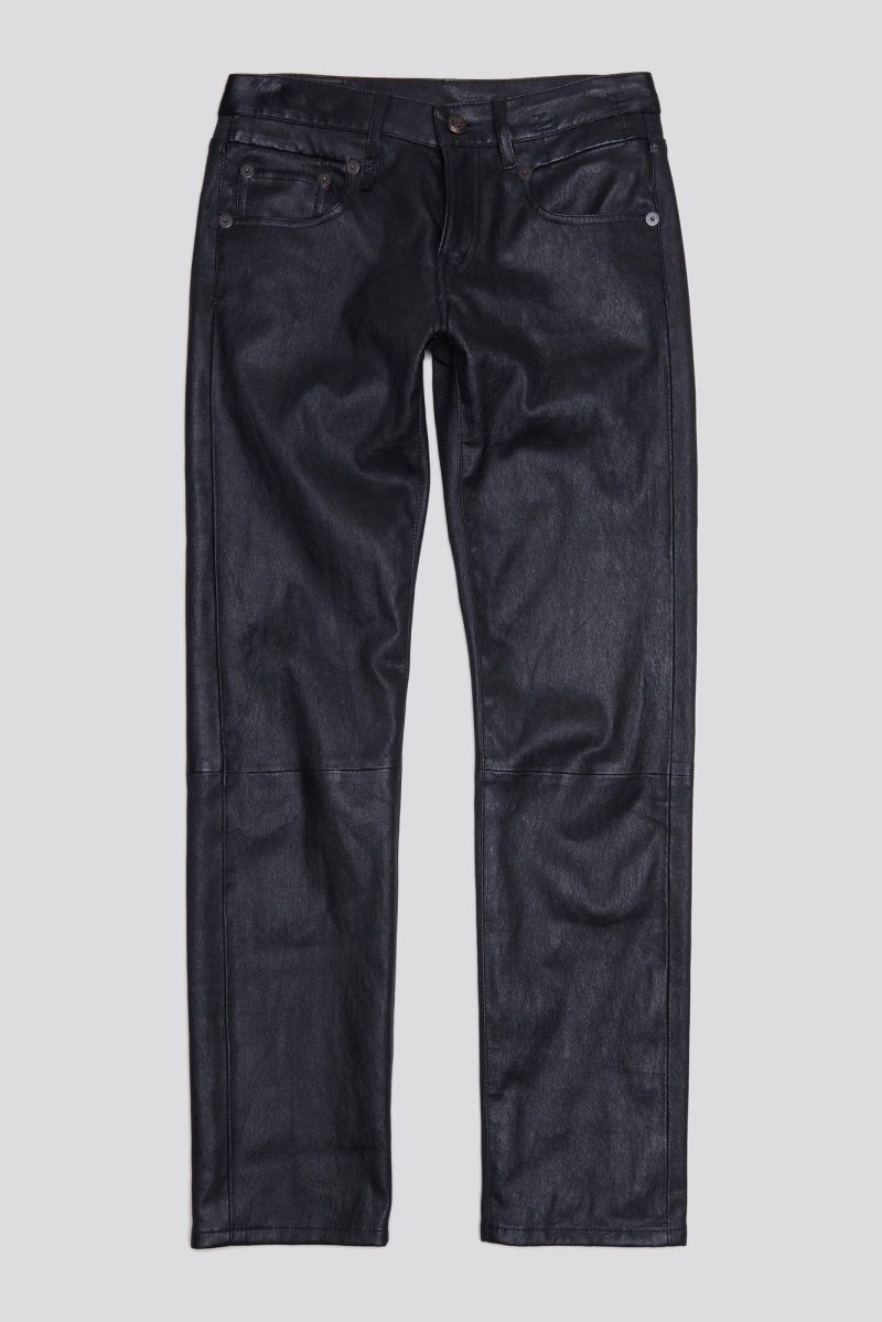 r13 boy straight leather pant black 38642270896297