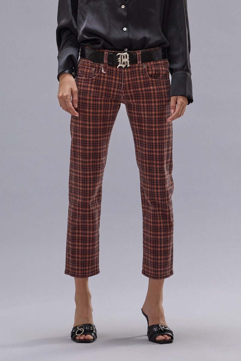 r13 boy straight printed auburn plaid 40630358900905