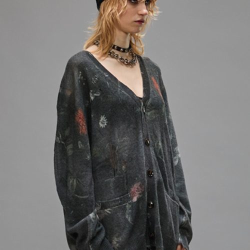 BOYFRIEND CARDIGAN - BLACK FLORAL