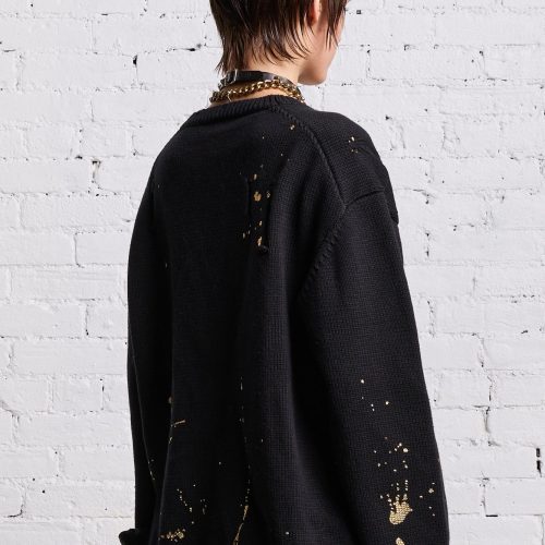 r13 boyfriend cardigan gold splattered black 38642264703145