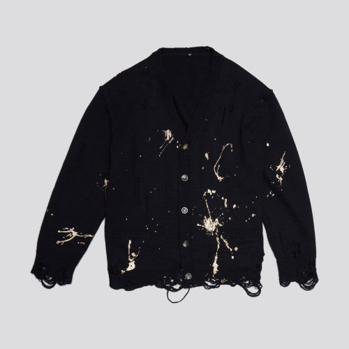 r13 boyfriend cardigan gold splattered black 38642264801449