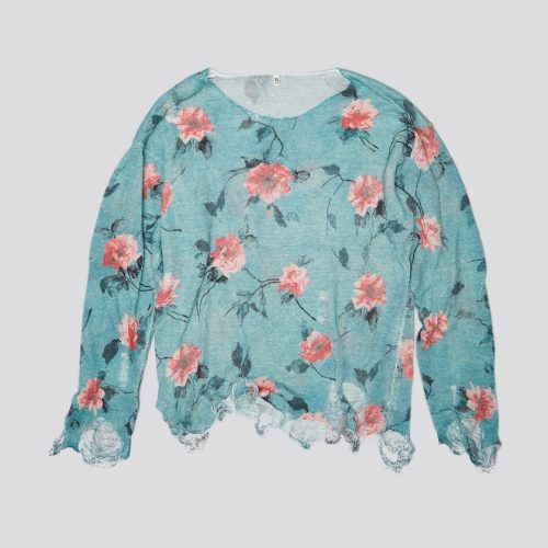 r13 cast off neck boyfriend sweater blue floral 38951801553065