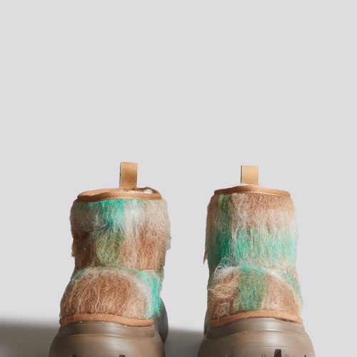 r13 chunky shearling boot brushed green plaid 40355486138537