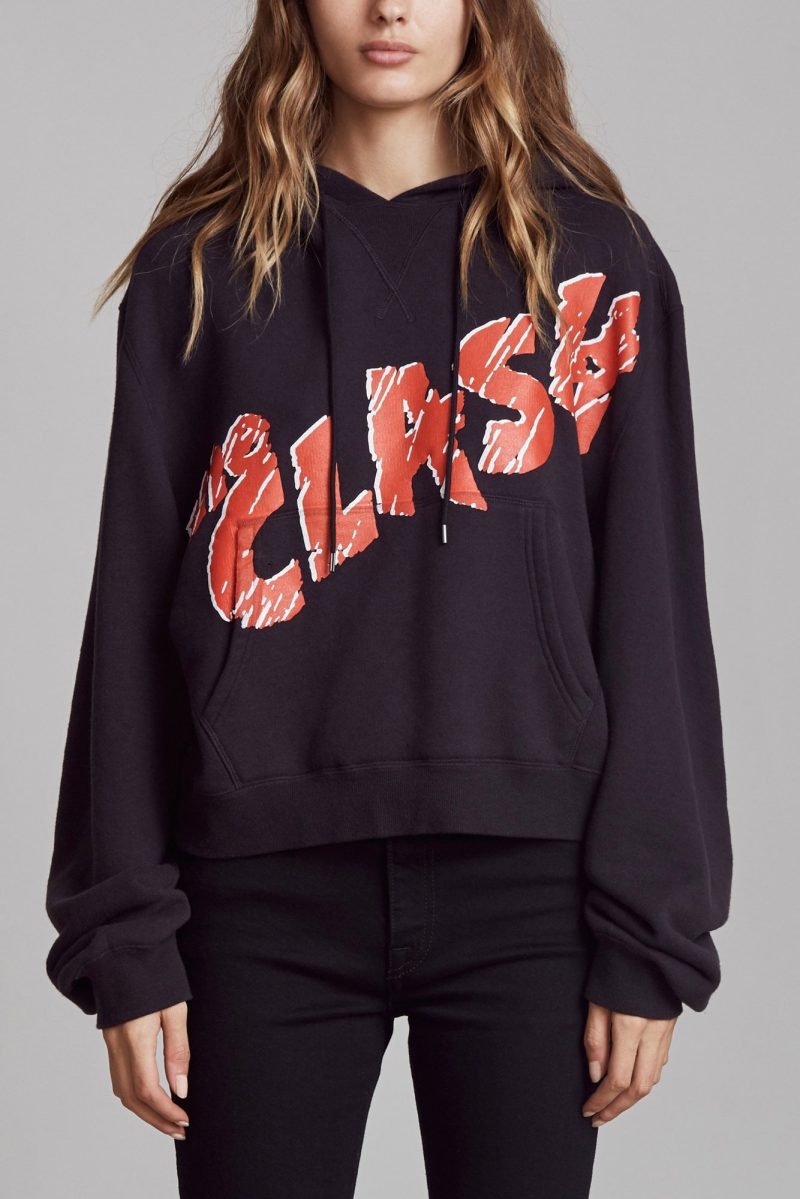 r13 clash cropped hoodie washed black 37260089229481