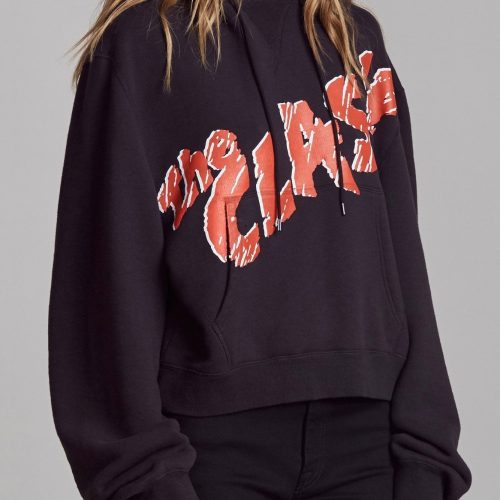 r13 clash cropped hoodie washed black 37260089262249