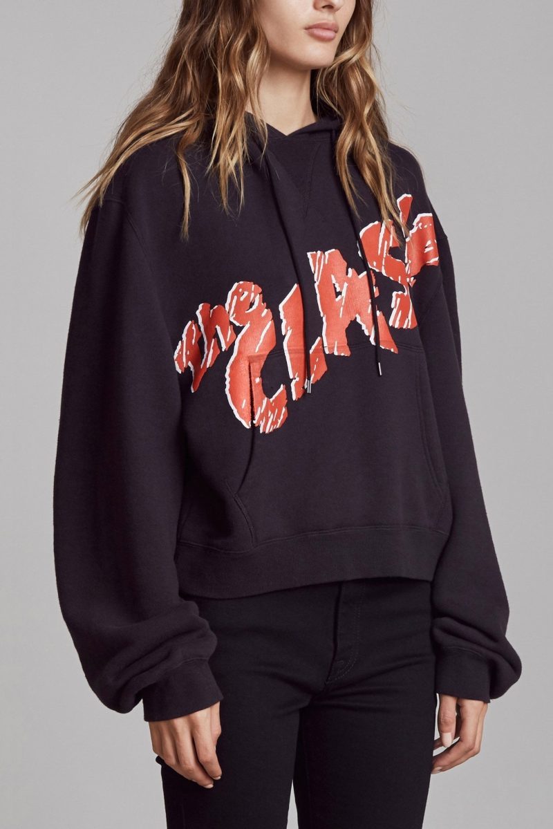 r13 clash cropped hoodie washed black 37260089262249