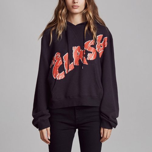 r13 clash cropped hoodie washed black 37260089327785