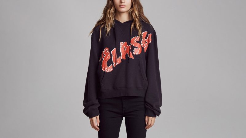 r13 clash cropped hoodie washed black 37260089327785