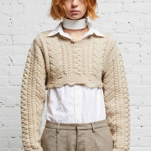 r13 cropped cable sweater oatmeal 38017619820713