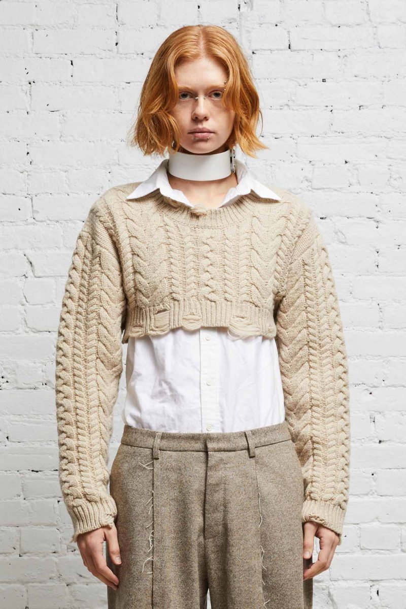 r13 cropped cable sweater oatmeal 38017619820713