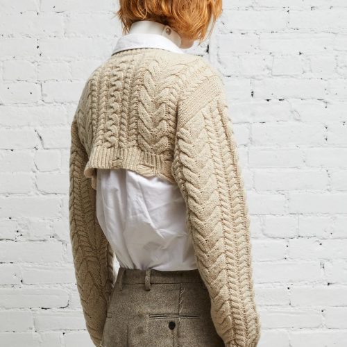 r13 cropped cable sweater oatmeal 38017619853481