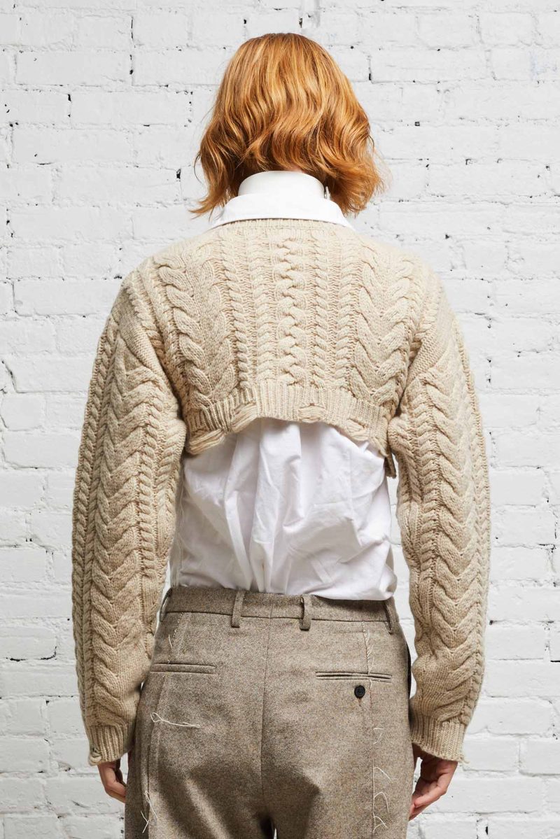 r13 cropped cable sweater oatmeal 38017619886249