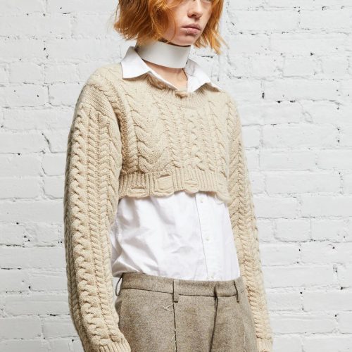 r13 cropped cable sweater oatmeal 38017619919017