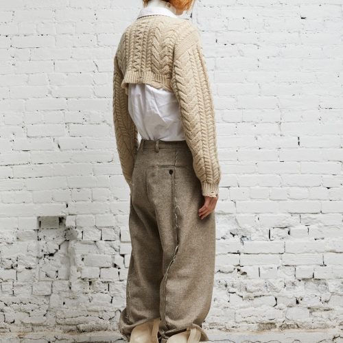 r13 cropped cable sweater oatmeal 38183057850537