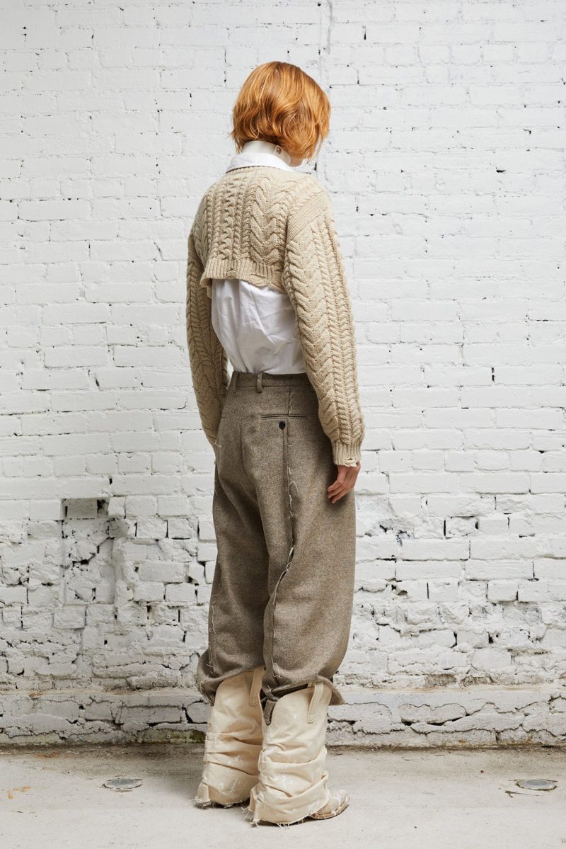 r13 cropped cable sweater oatmeal 38183057850537