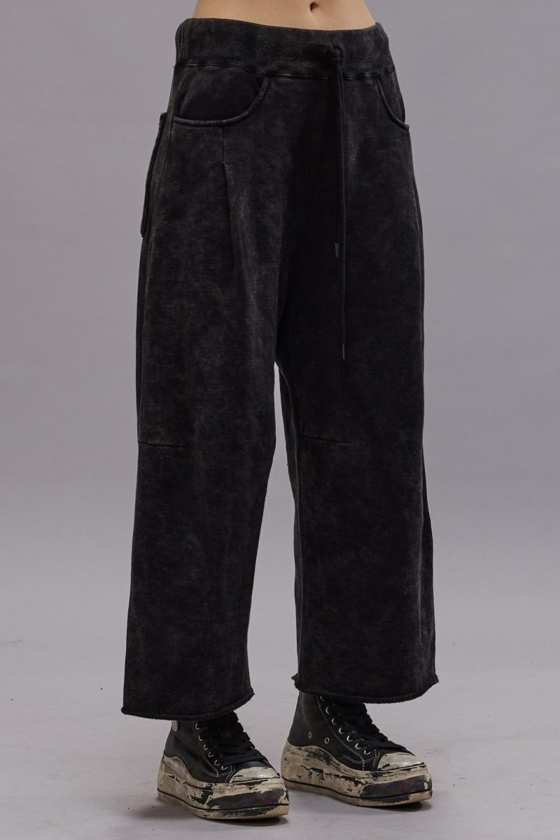 r13 cropped pleated sweatpant acid black 40348373024937