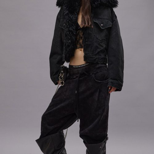 r13 cropped pleated sweatpant acid black 40355355459753