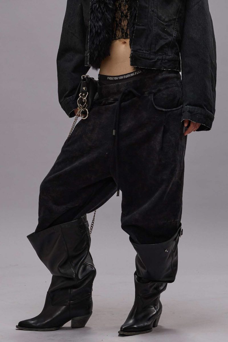 r13 cropped pleated sweatpant acid black 40355355525289