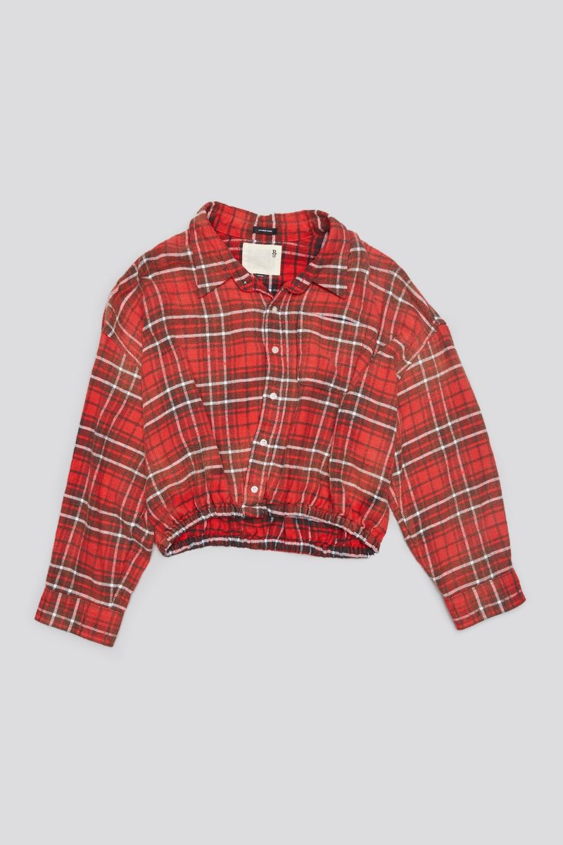 r13 crossover bubble shirt washed red plaid 41030995542185