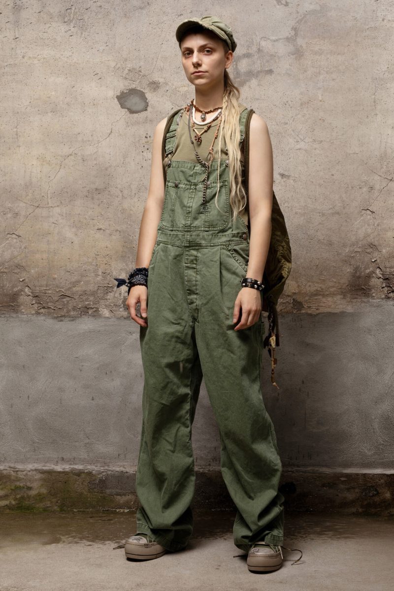 r13 damon overall olive garment dye 37264589652137