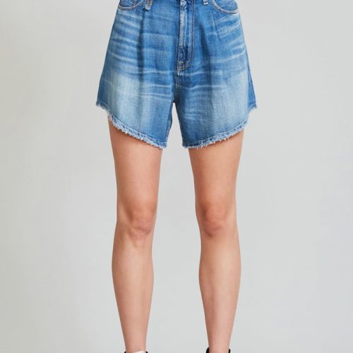 r13 damon pleated short cliff linen indigo 37260097650857