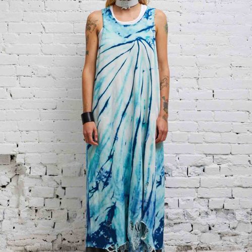 r13 destroyed knit tank dress blue tie dye 37614320287913