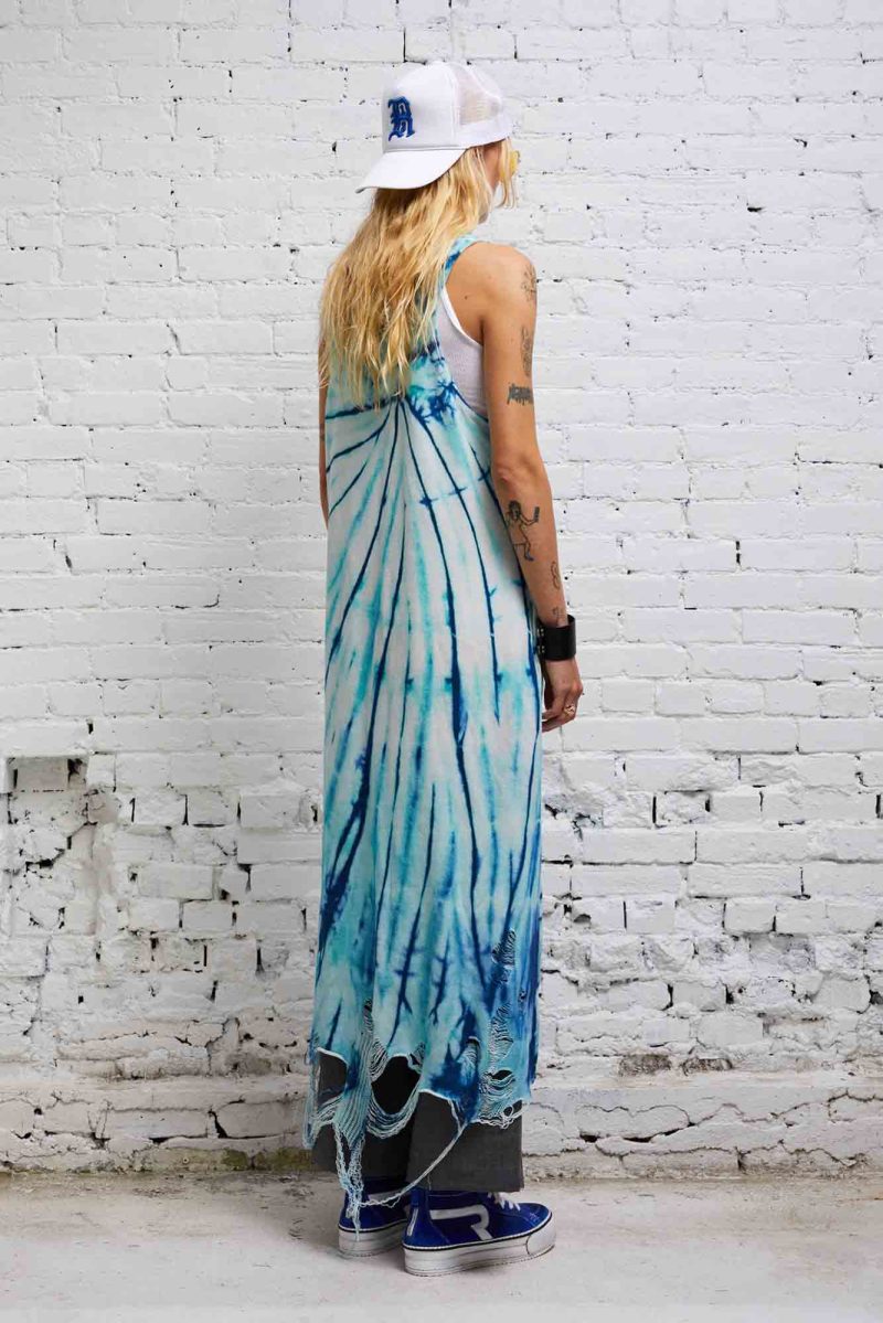 r13 destroyed knit tank dress blue tie dye 37614320353449