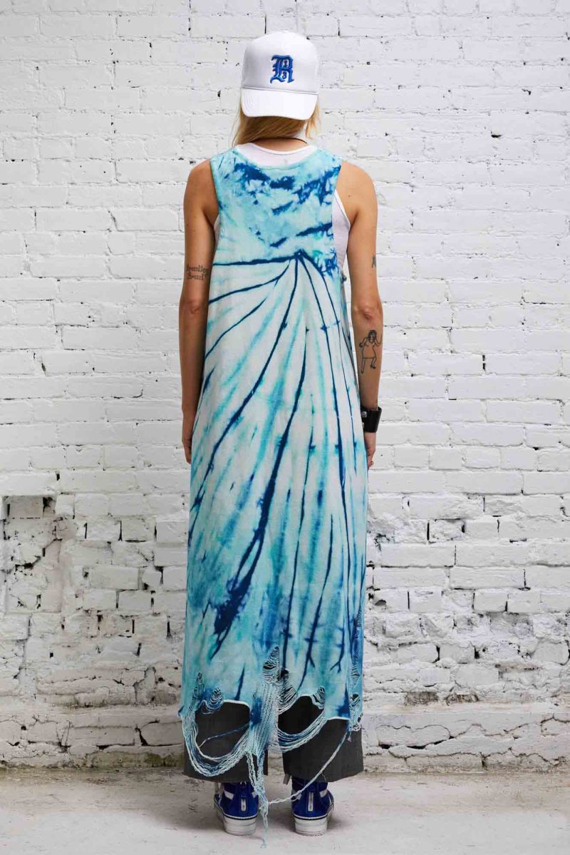 r13 destroyed knit tank dress blue tie dye 37614320386217