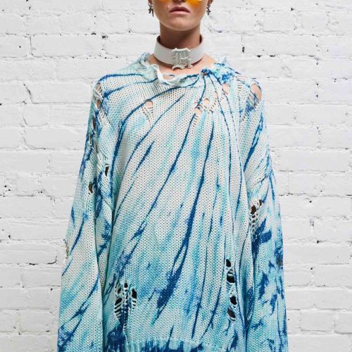 r13 distressed oversized pullover blue tie dye 37614324351145