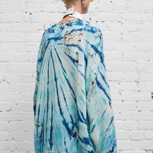 r13 distressed oversized pullover blue tie dye 37614324416681