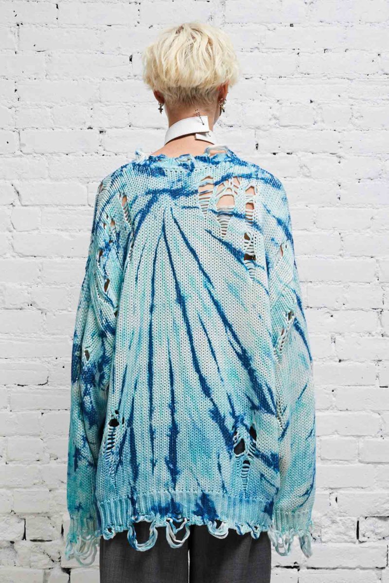 r13 distressed oversized pullover blue tie dye 37614324449449