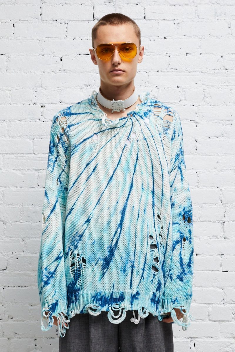 r13 distressed oversized pullover blue tie dye 37701253464233