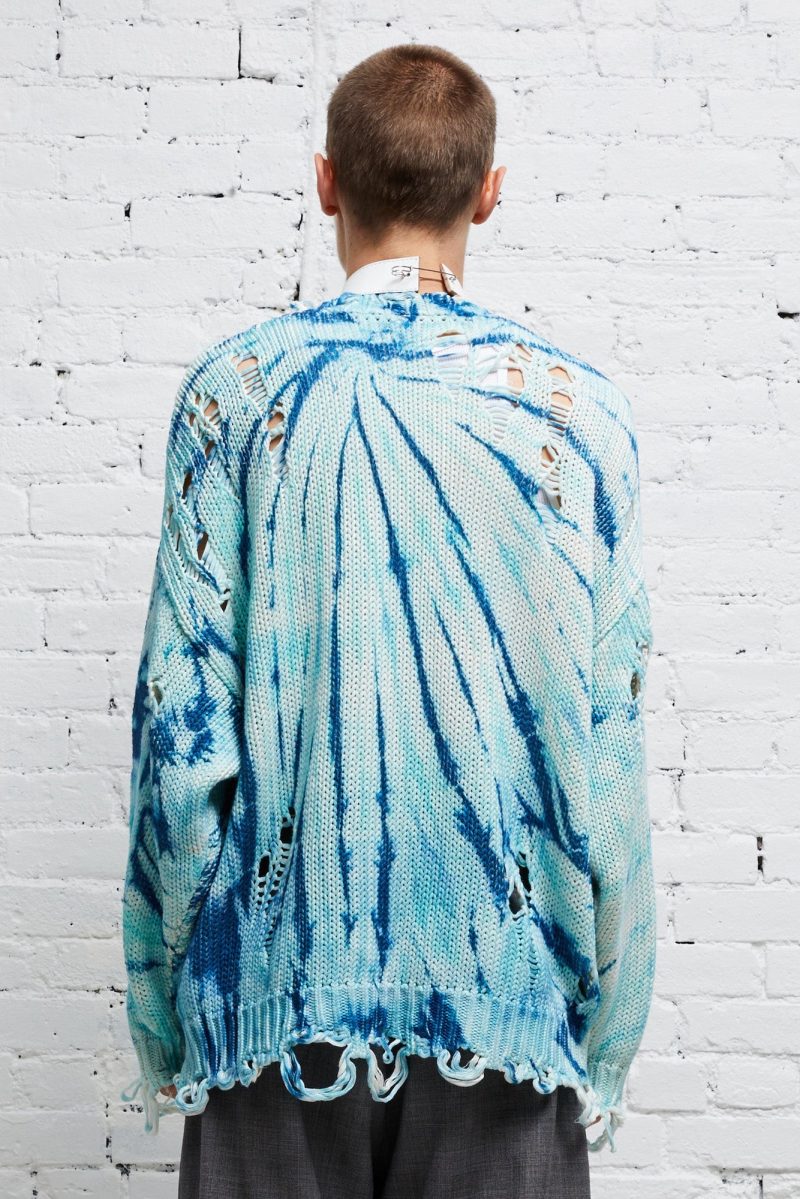 r13 distressed oversized pullover blue tie dye 37701253497001