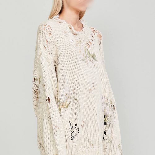 r13 distressed oversized sweater floral on khaki 37016475861161