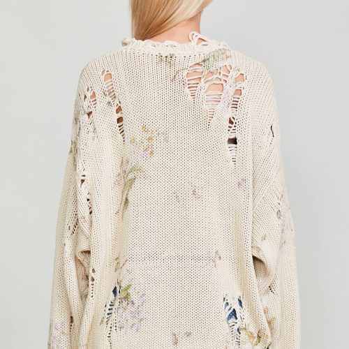 r13 distressed oversized sweater floral on khaki 37016476647593