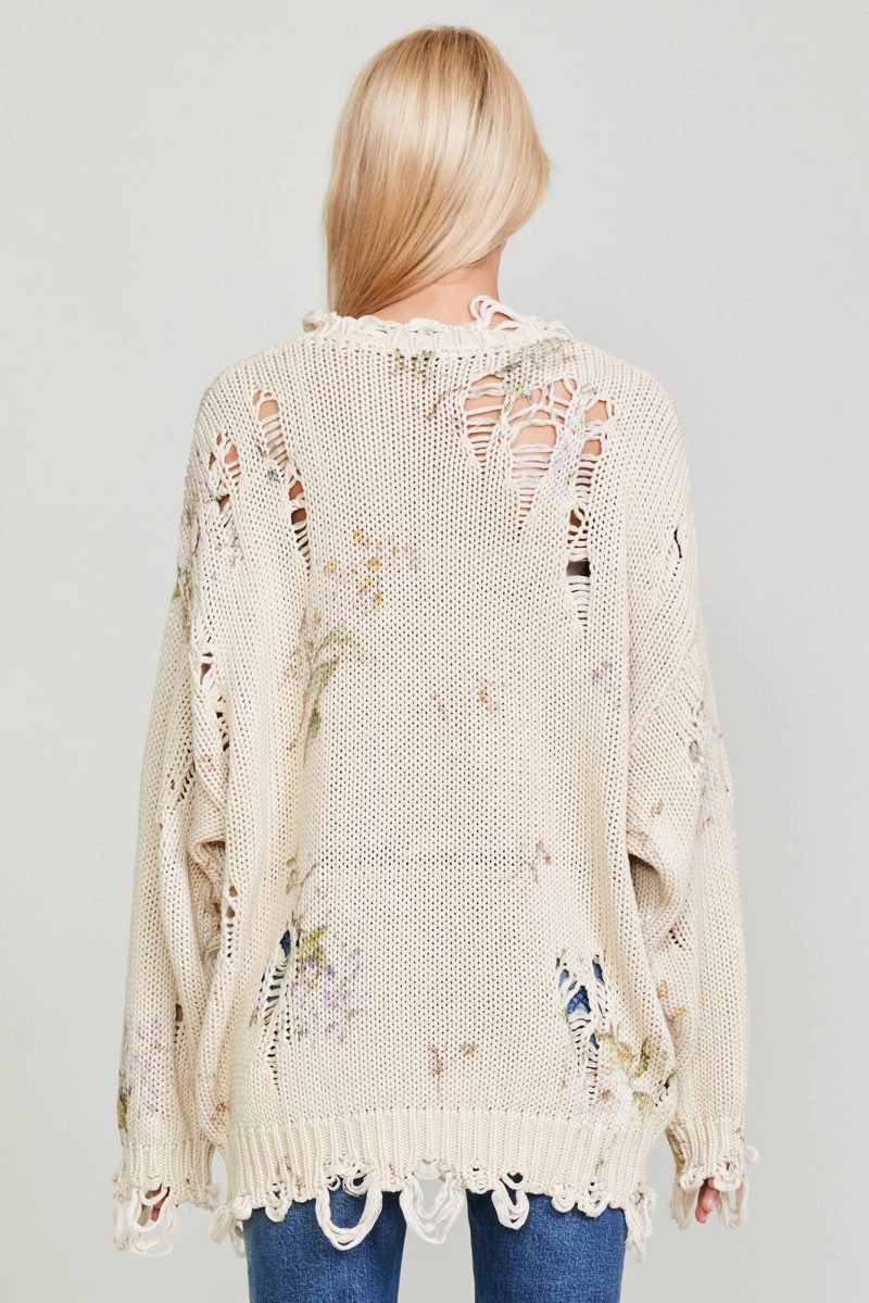 r13 distressed oversized sweater floral on khaki 37016476647593