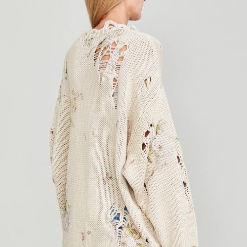 r13 distressed oversized sweater floral on khaki 37016476680361