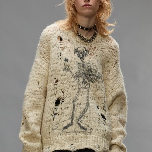 r13 distressed sweater cream 39669507260585