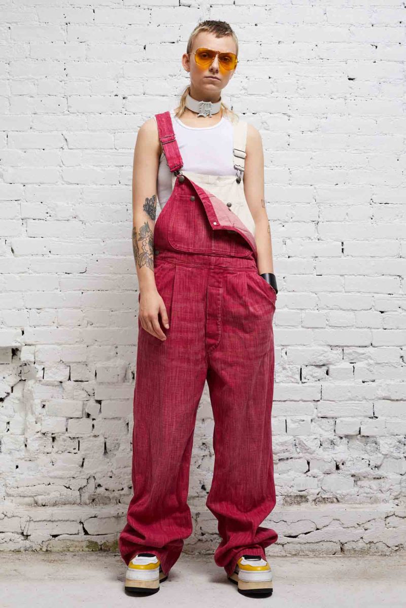 r13 double bib damon overall vintage pink 37614324744361